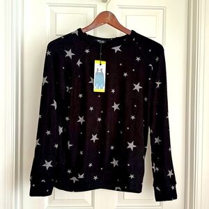 Buffalo David Bitton Top Size S Black Gray Stars Long Sleeves Soft Comfy NWT